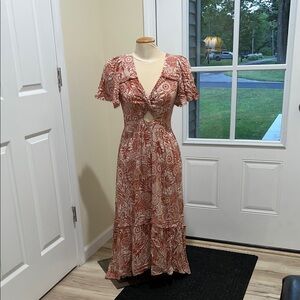 Angie Rust Floral Maxi Dress
